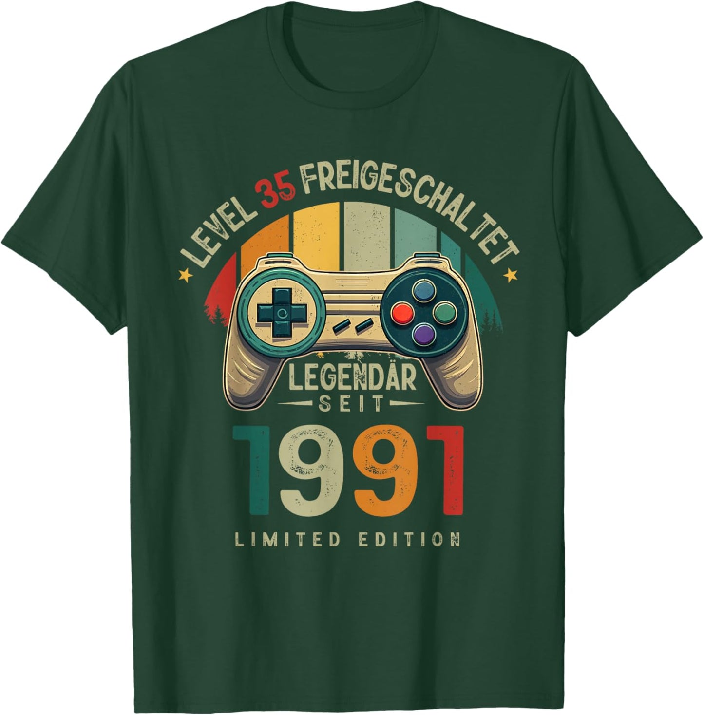 Level 35 Geburtstag Junge Gamer Mann Deko Jahrgang 1991 T-Shirt - T-Shirt | Forest