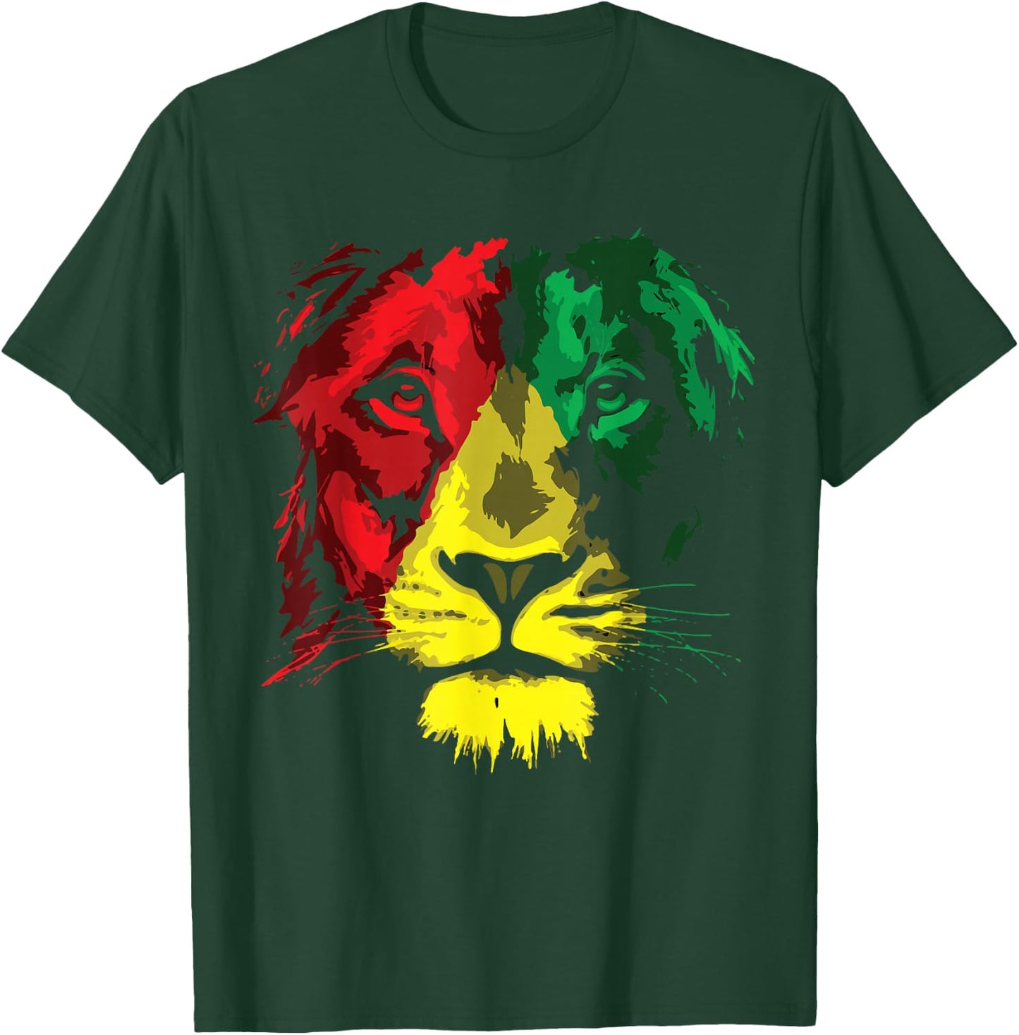 Reggae Lion Face - Lion Jamaica Flag Reggaeton Culture T-Shirt - T-Shirt | Forest