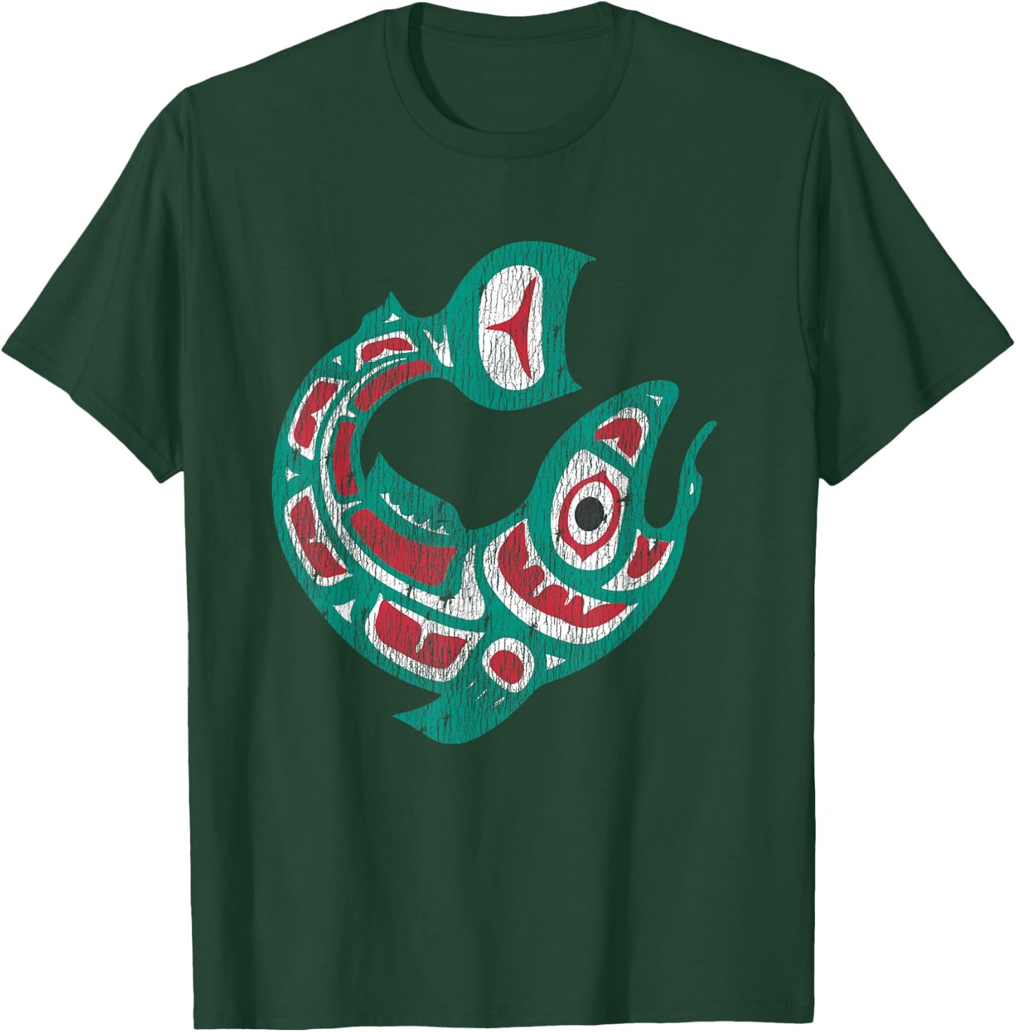 Native American Indian Salmon Fish Totem Pacific Northwest T-Shirt - T-Shirt | Forest