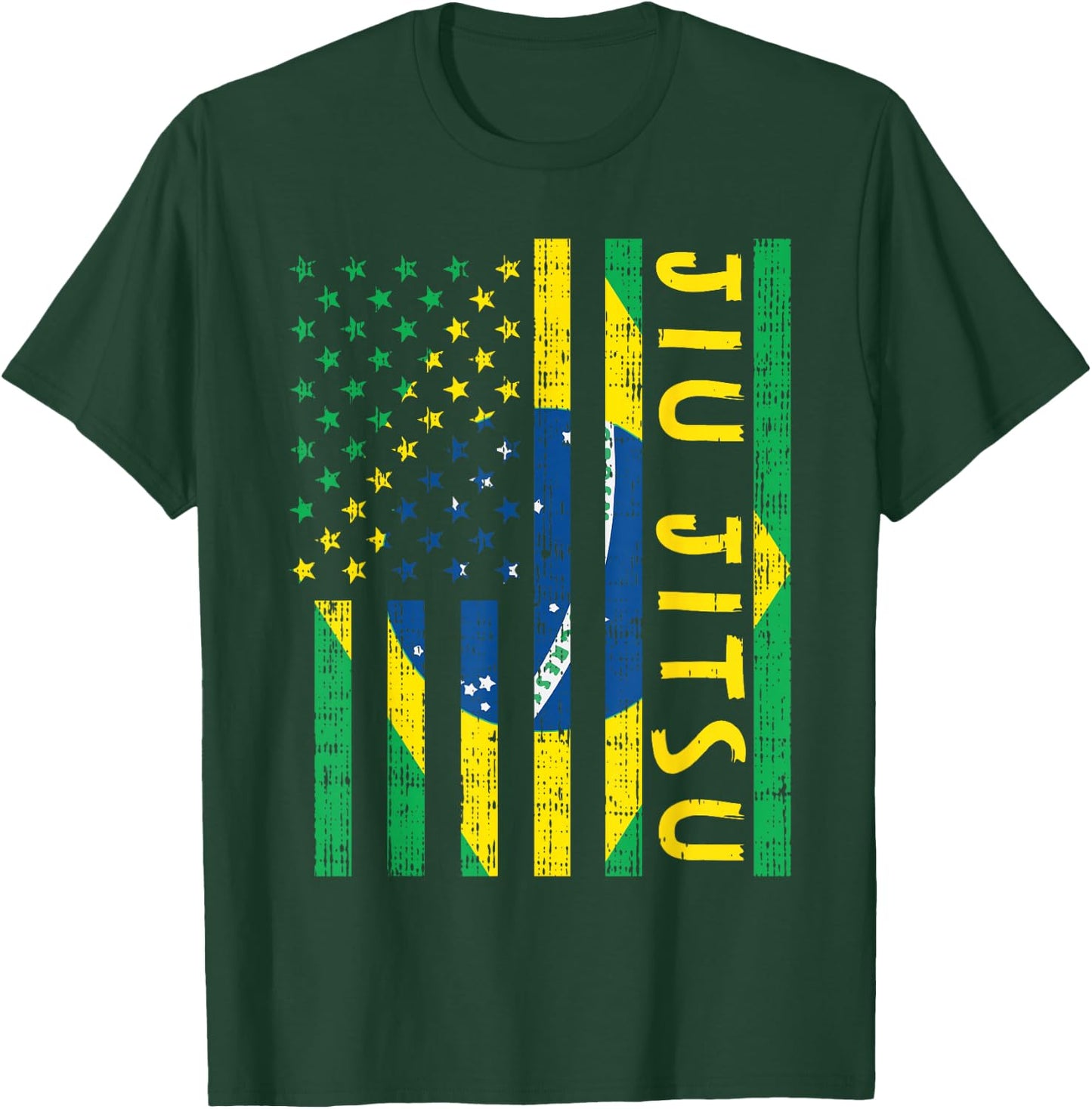 US Brazil Flag Jiu Jitsu Patriotic Brazilian Martial Art T-Shirt - T-Shirt | Forest