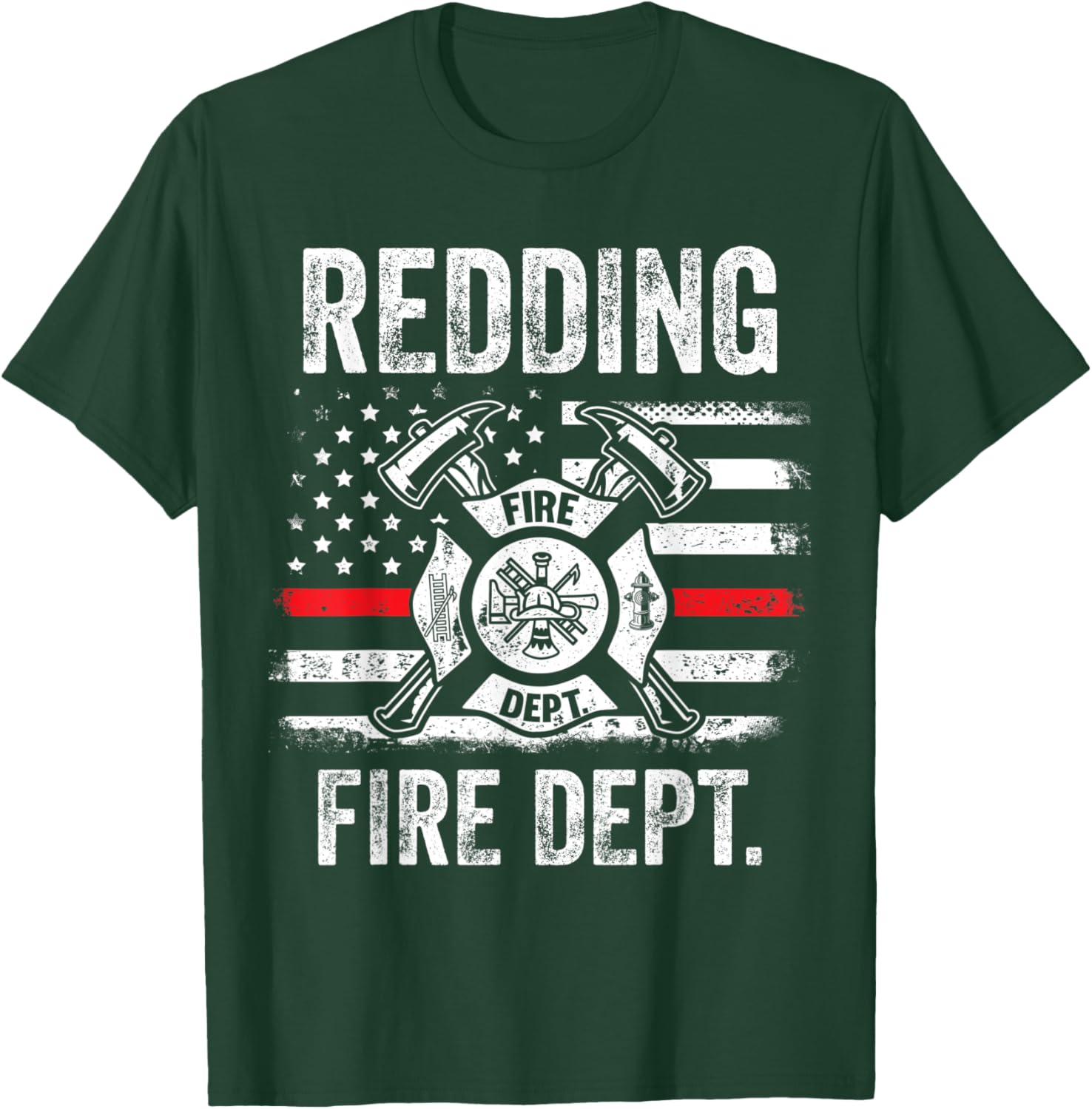 Redding California Fire Department Thin Red Line Fireman T-Shirt - T-Shirt | Forest