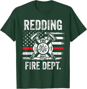 Redding California Fire Department Thin Red Line Fireman T-Shirt - T-Shirt | Forest