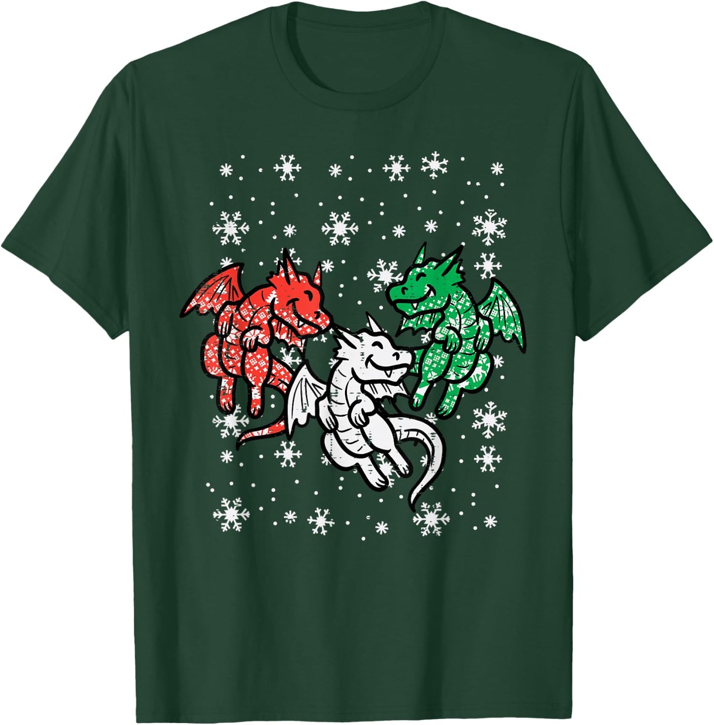 Christmas Dragons Funny Mythical Animal Men Women Kids T-Shirt - T-Shirt | Forest