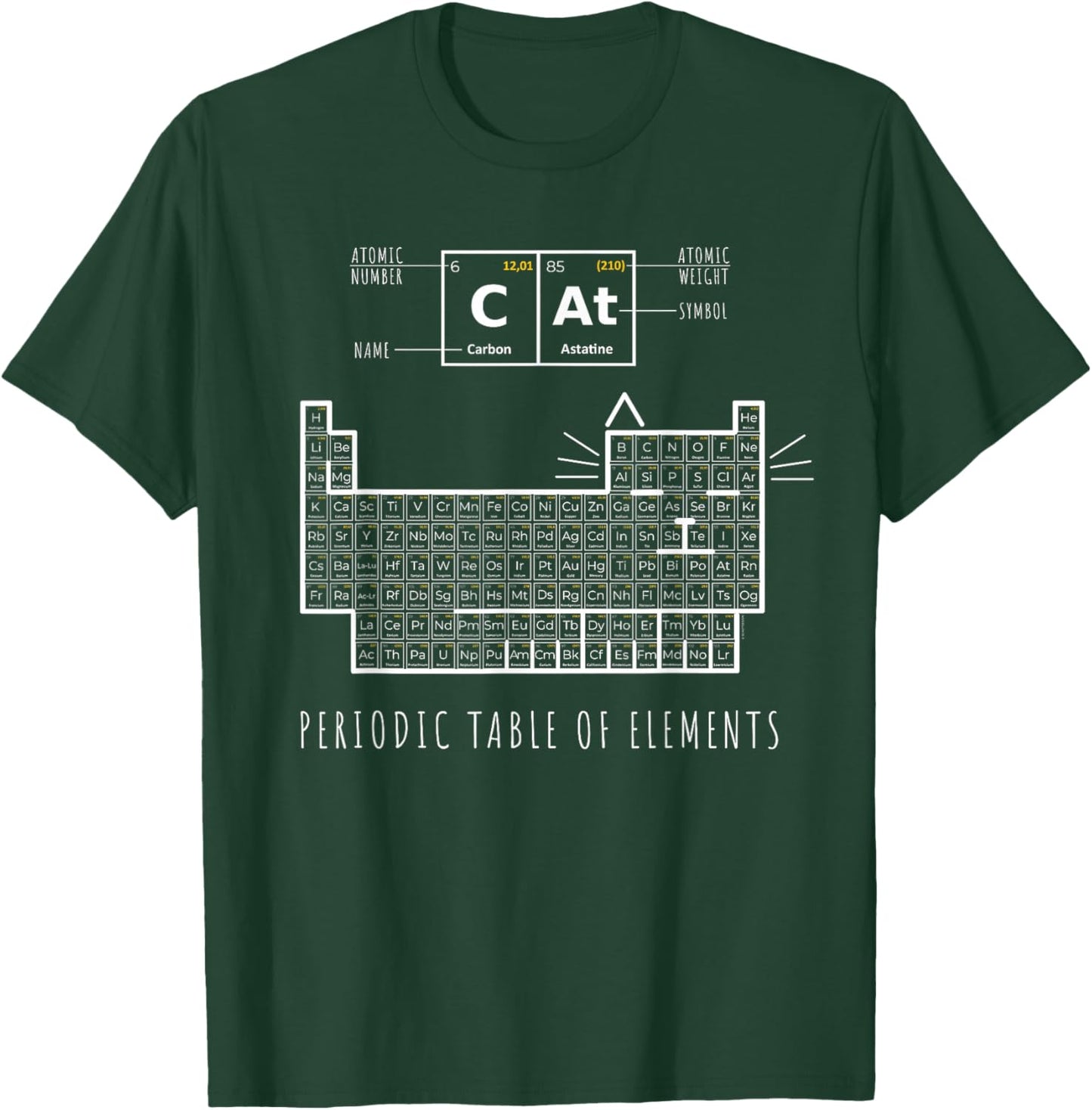 The Chemistry Cat, Periodic Table of Elements T-Shirt - T-Shirt | Forest