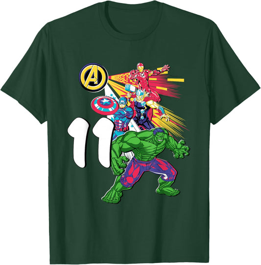 Marvel Super Heroes Avengers 11 Year Old Eleventh Birthday T-Shirt - T-Shirt | Forest