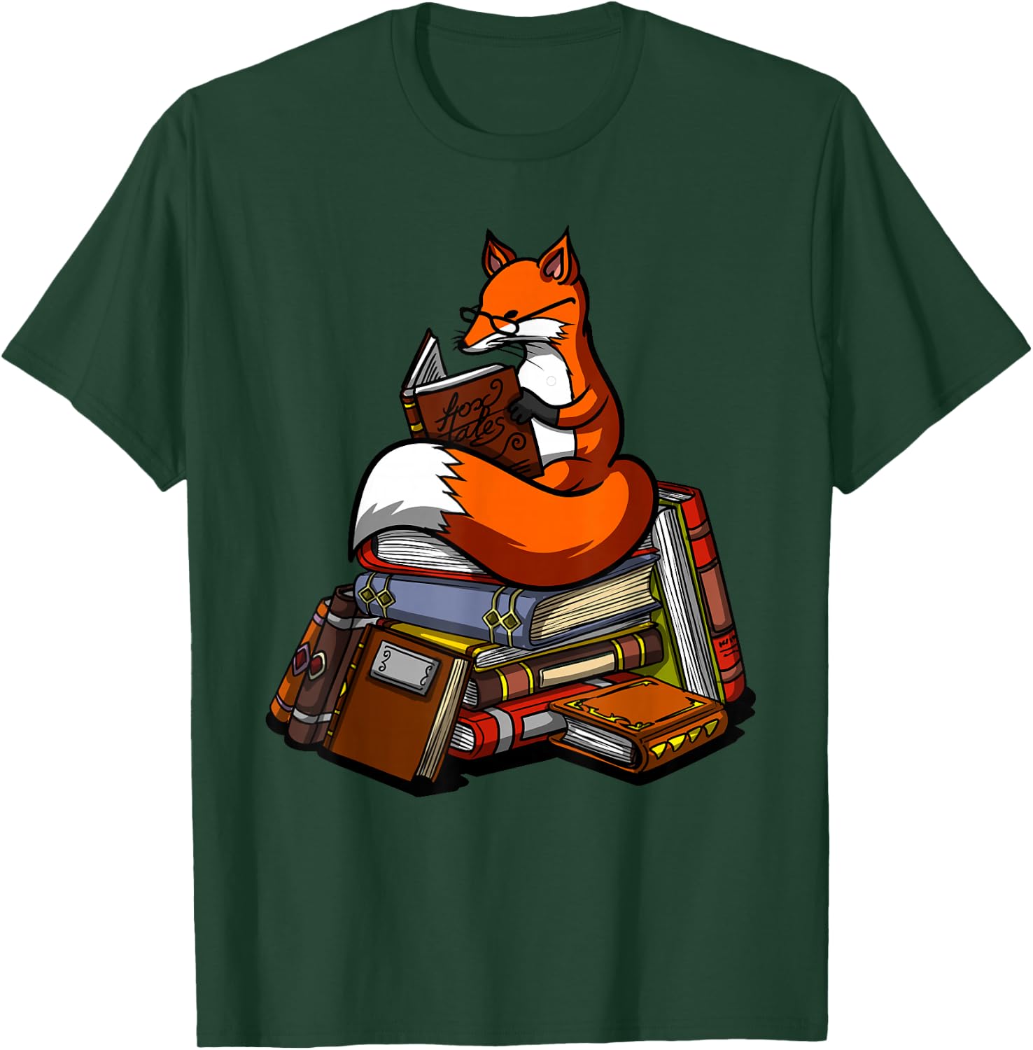 Fox Book Reading Books Nerd Library Reader Geek Librarian T-Shirt - T-Shirt | Forest
