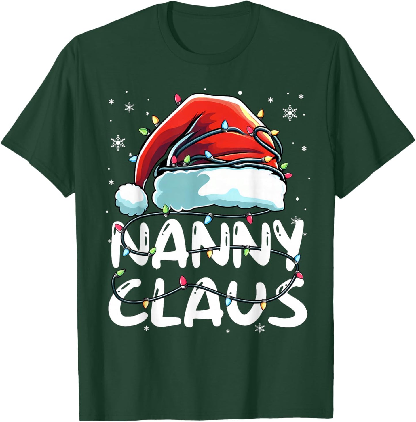 Nanny Claus Christmas Lights Matching Family Xmas Pajama T-Shirt - T-Shirt | Forest