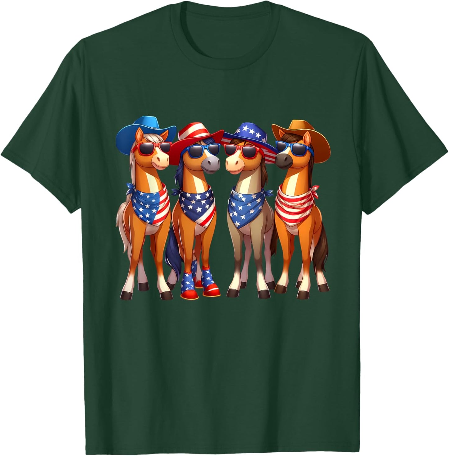 Funny Patriotic US Flag USA 4th Of July Horse T-Shirt - T-Shirt | Forest