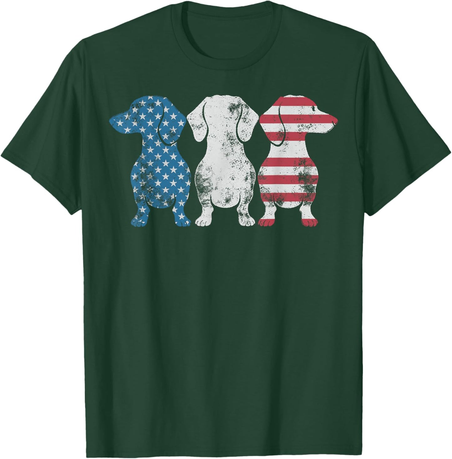Patriotic Dachshund Dog USA Flag Sunglasses 4th of July T-Shirt - T-Shirt | Forest