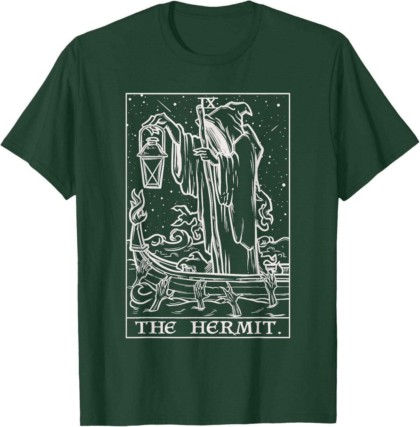 The Hermit Tarot Card Gothic Halloween Grim Reaper Occult T-Shirt - T-Shirt | Forest