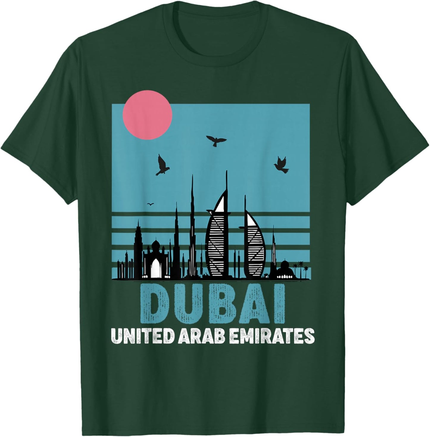 Dubai Souvenir Skyline UAE United Arab Emirate Reminder T-Shirt - T-Shirt | Forest