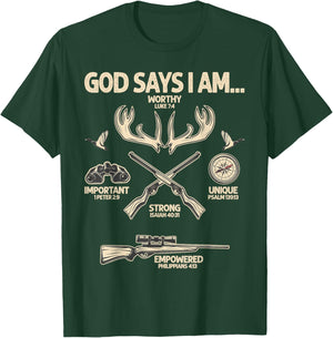 God Says I Am Hunting Lover Men Women Christian T-Shirt - T-Shirt | Forest