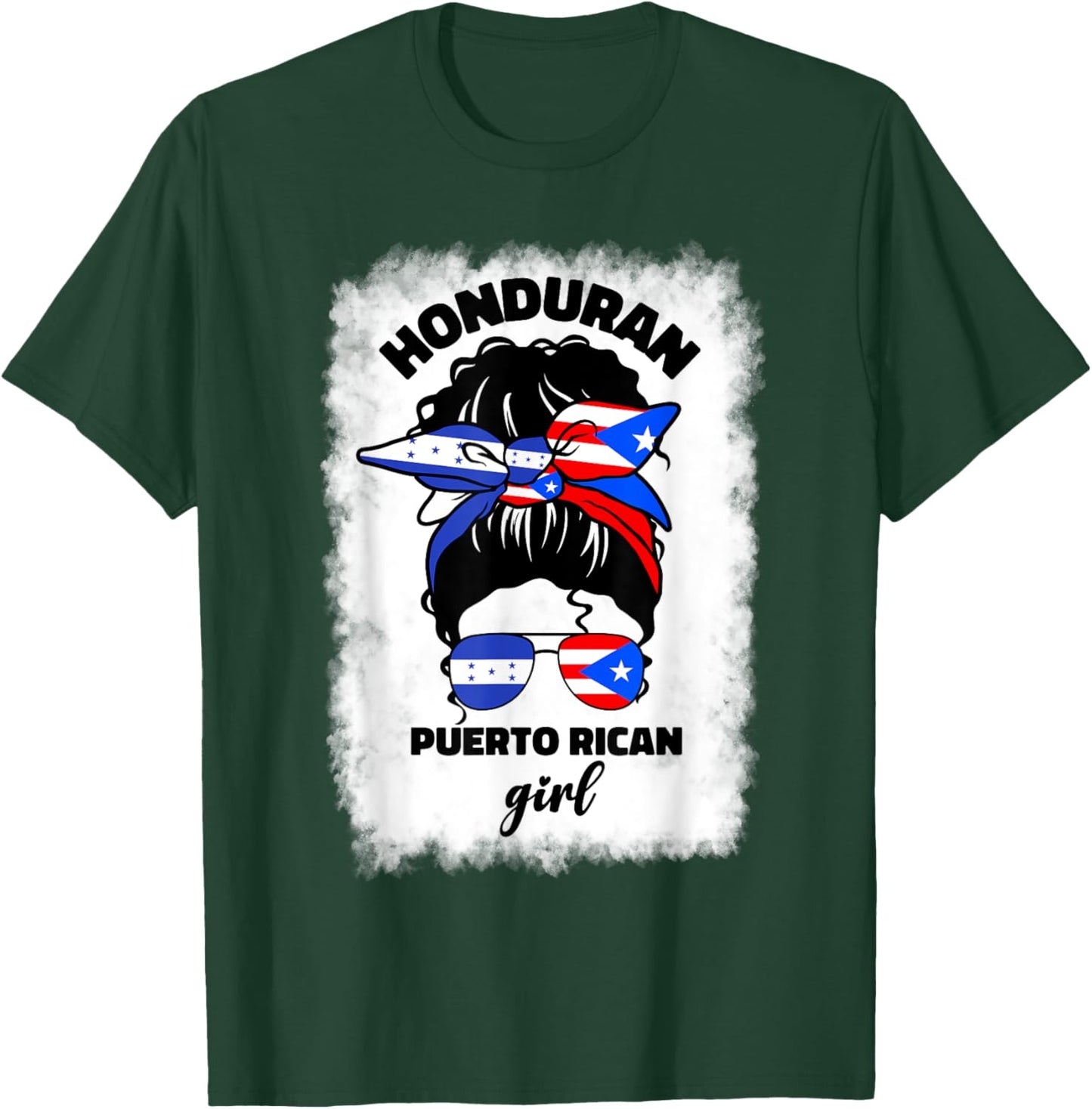 Half Honduran And Puerto Rican Rico Honduras Flag Girl Mix T-Shirt - T-Shirt | Forest