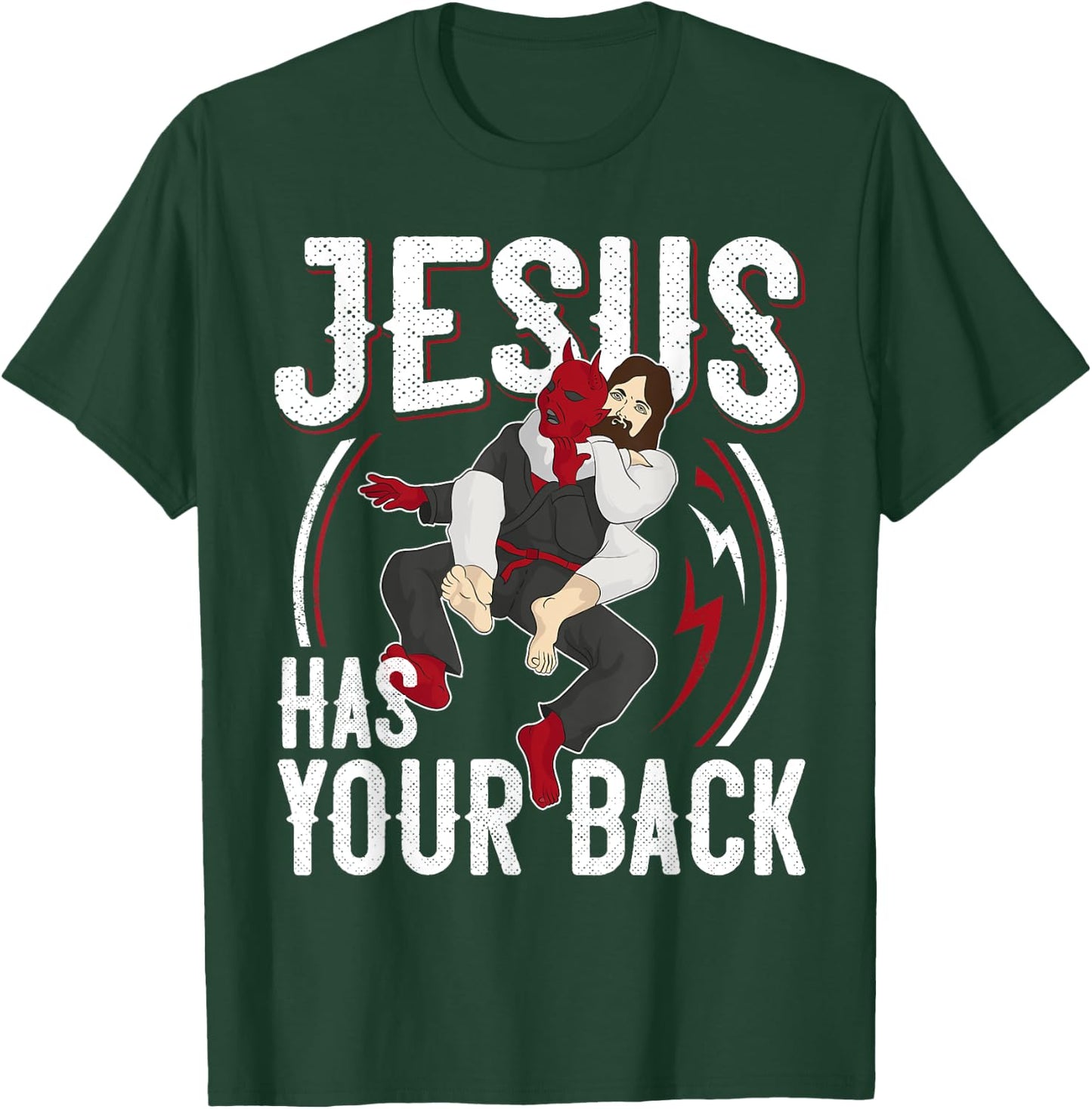 Jesus Has Your Back Shirt Brazilian Jiu Jitsu BJJ Christian T-Shirt - T-Shirt | Forest