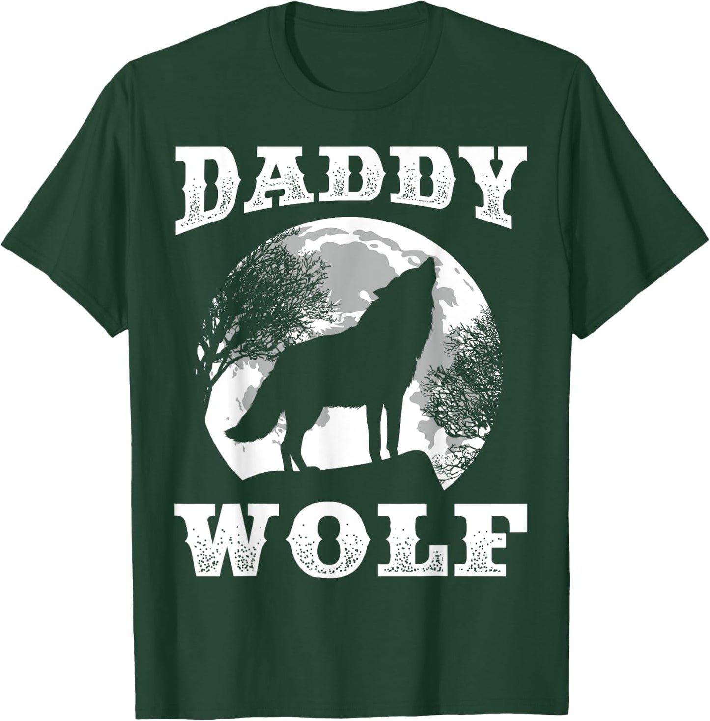 Daddy Wolf Design Wolves Dad Moon T-Shirt - T-Shirt | Forest