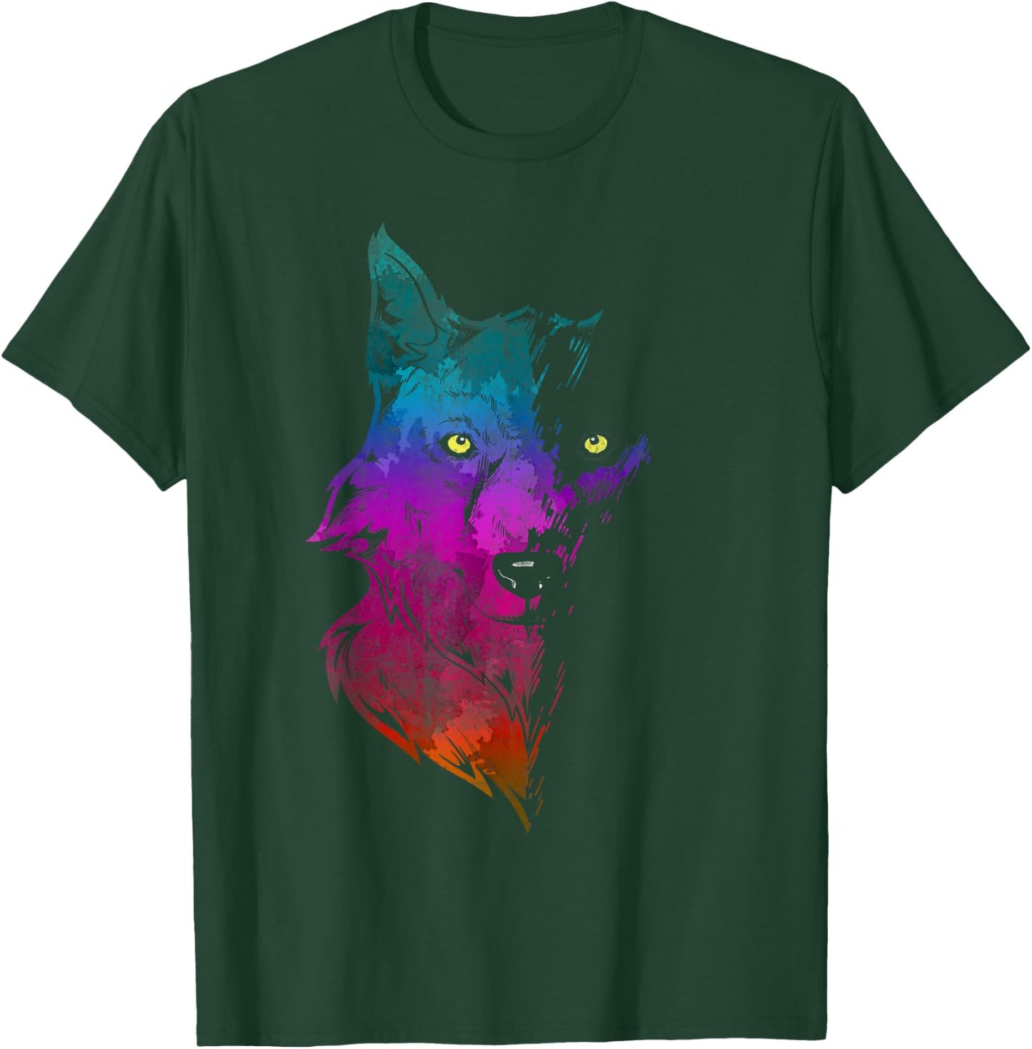 Howl Wildlife Forest Animal Predator Portrait Colorful Wolf T-Shirt - T-Shirt | Forest