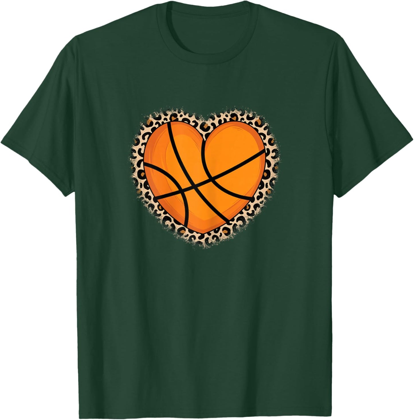 Cute Basketball Heart Basketball Lover Women Girls T-Shirt - T-Shirt | Forest