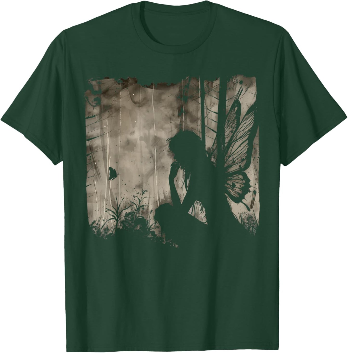Dark Fairycore Fairy Art Grunge Butterfly Alt Goth Aesthetic T-Shirt - T-Shirt | Forest