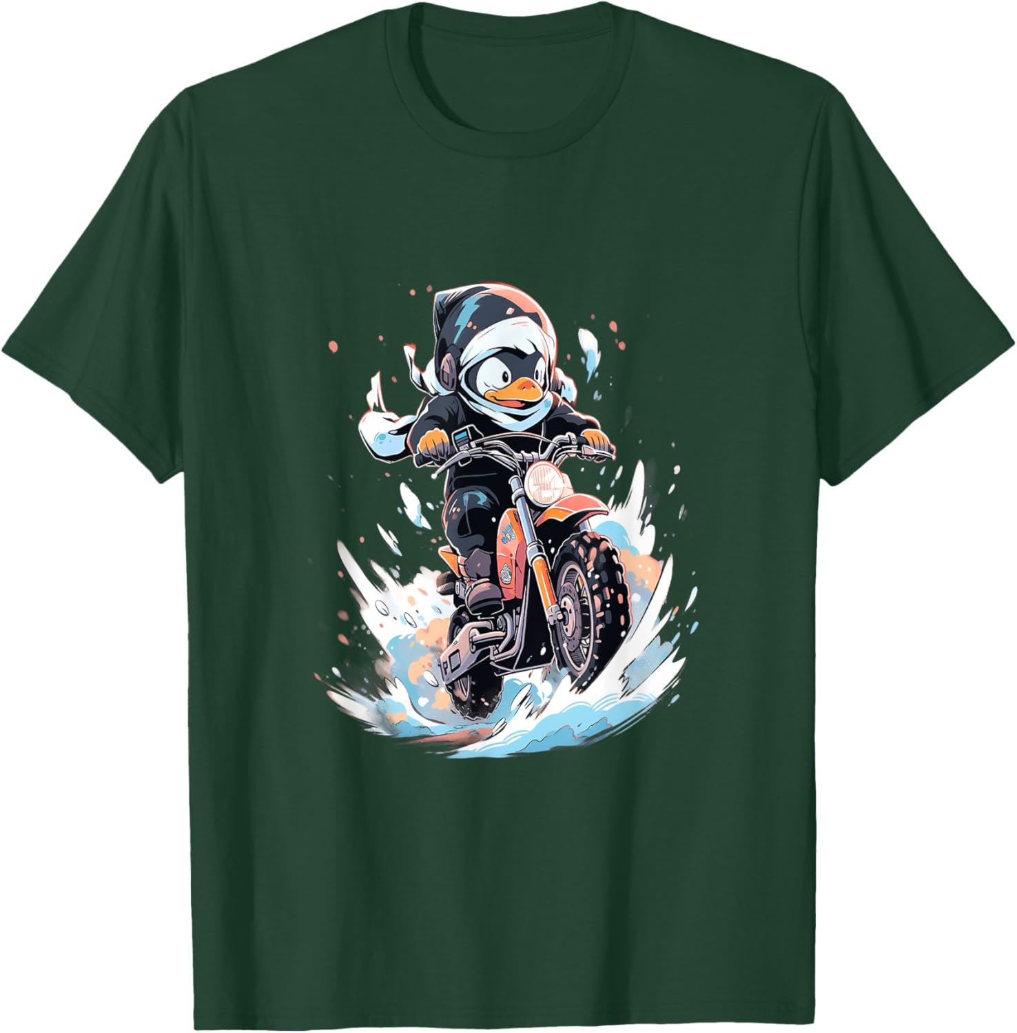 Dirt Bike Penguin Ice Racer Motorcycle Ice Racing T-Shirt - T-Shirt | Forest
