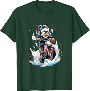 Dirt Bike Penguin Ice Racer Motorcycle Ice Racing T-Shirt - T-Shirt | Forest