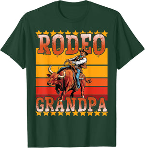 Rodeo Rider Crew Grandpa Western Cowboy Horses Bulls Rodeo T-Shirt - T-Shirt | Forest