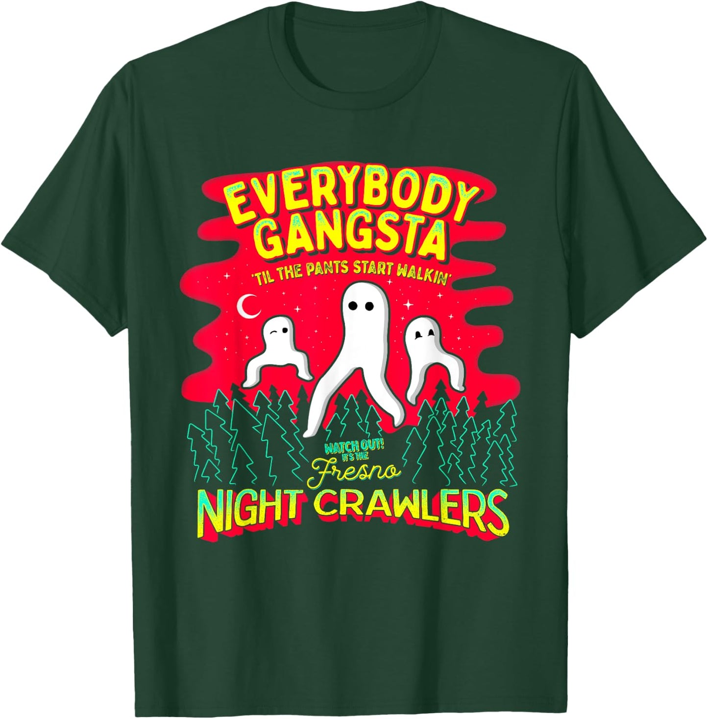 Strangeology Fresno Nightcrawlers Adult - Black, Small - Short Sleeve, Classic Fit - Cryptozoology Meme T-Shirt - T-Shirt | Forest