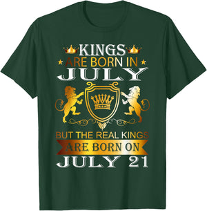 Kings Are Born On July 21st Birthday Bday Men Boy Kid T-Shirt - T-Shirt | Forest