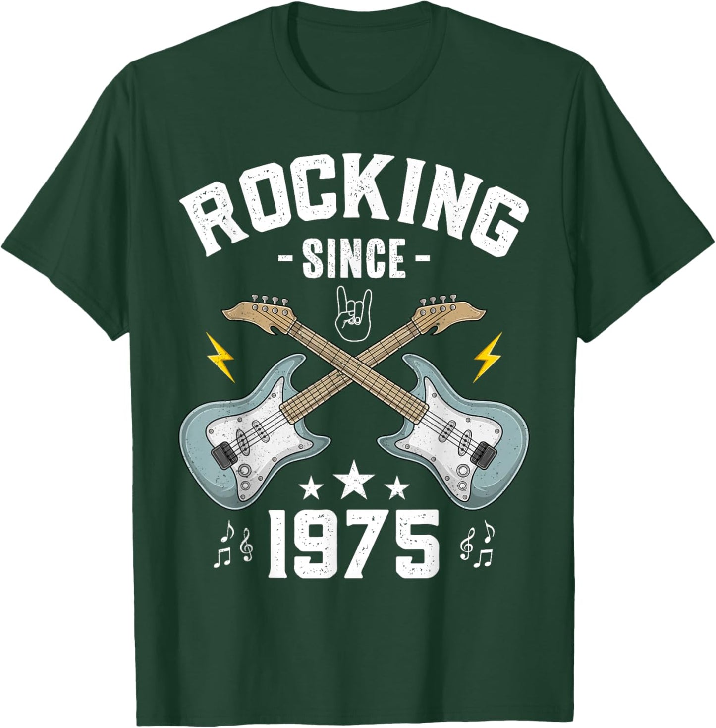 Rocking Since 1975 Vintage Rock Music Guitar 50th Birthday T-Shirt - T-Shirt | Forest