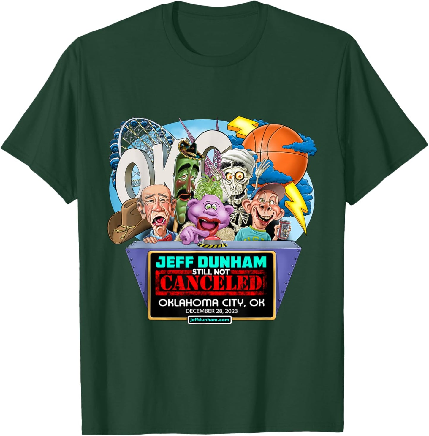 Jeff Dunham Oklahoma City, OK (2023) T-Shirt - T-Shirt | Forest