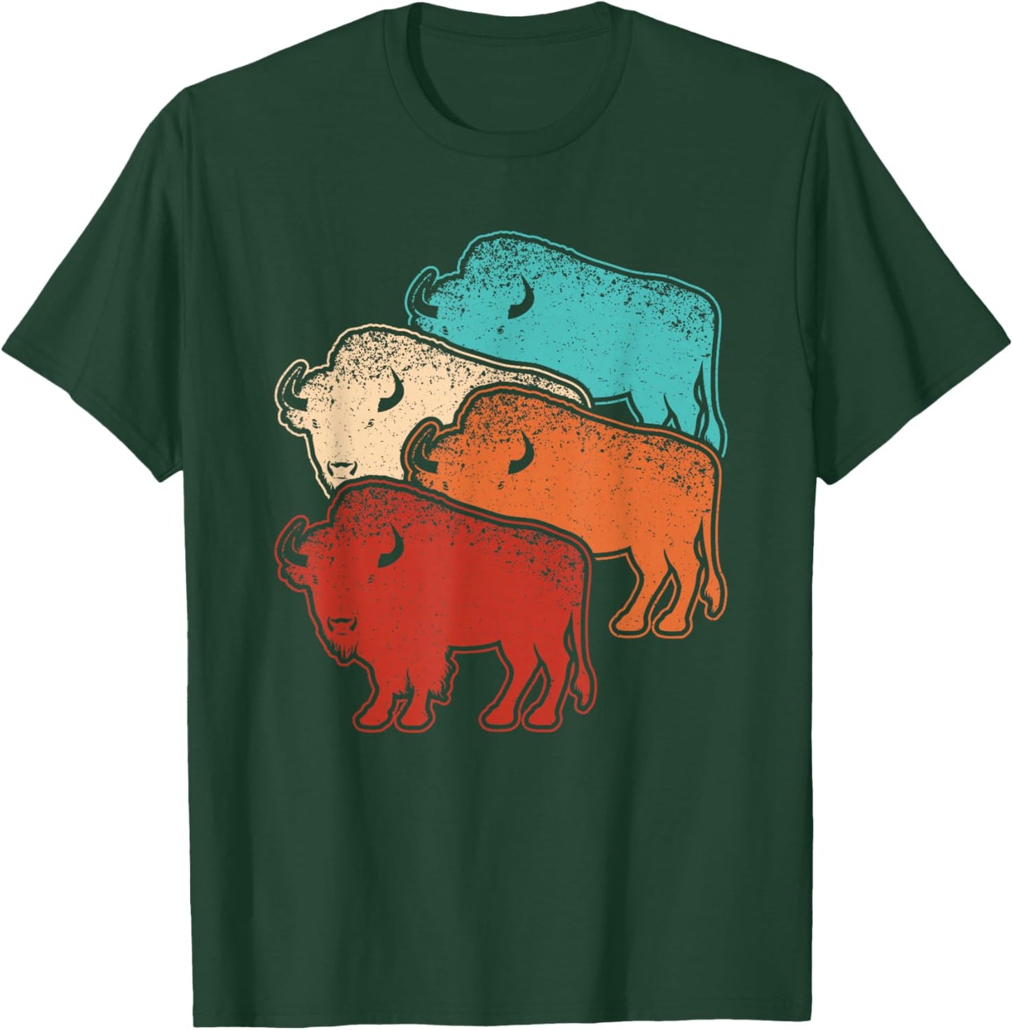 Retro Bison Lover Vintage Buffalo Men Women Kids T-Shirt - T-Shirt | Forest