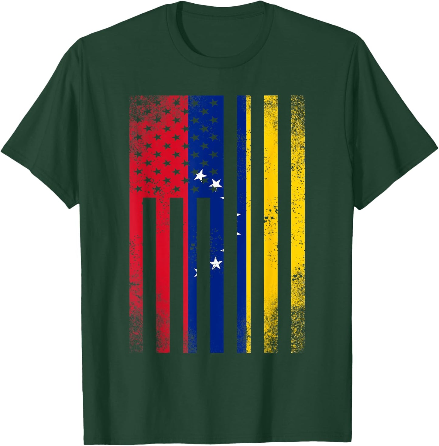 Half Venezuelan Flag | Vintage American Inside Me USA Gift T-Shirt - T-Shirt | Forest