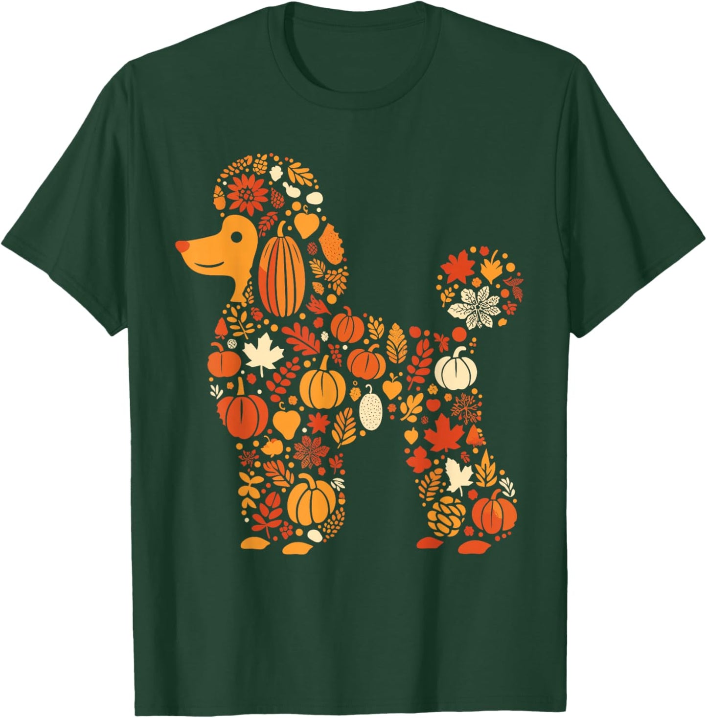 Autumn Pumpkin Fall Poodle Thanksgiving Dog Kids T-Shirt - T-Shirt | Forest