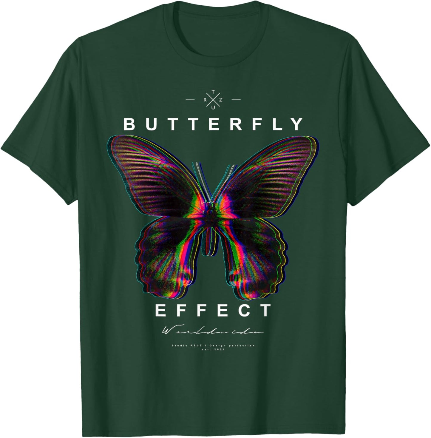 Hip Hop Y2K Hipster Streetwear Urban Mite Butterfly Papillon T-Shirt - T-Shirt | Forest