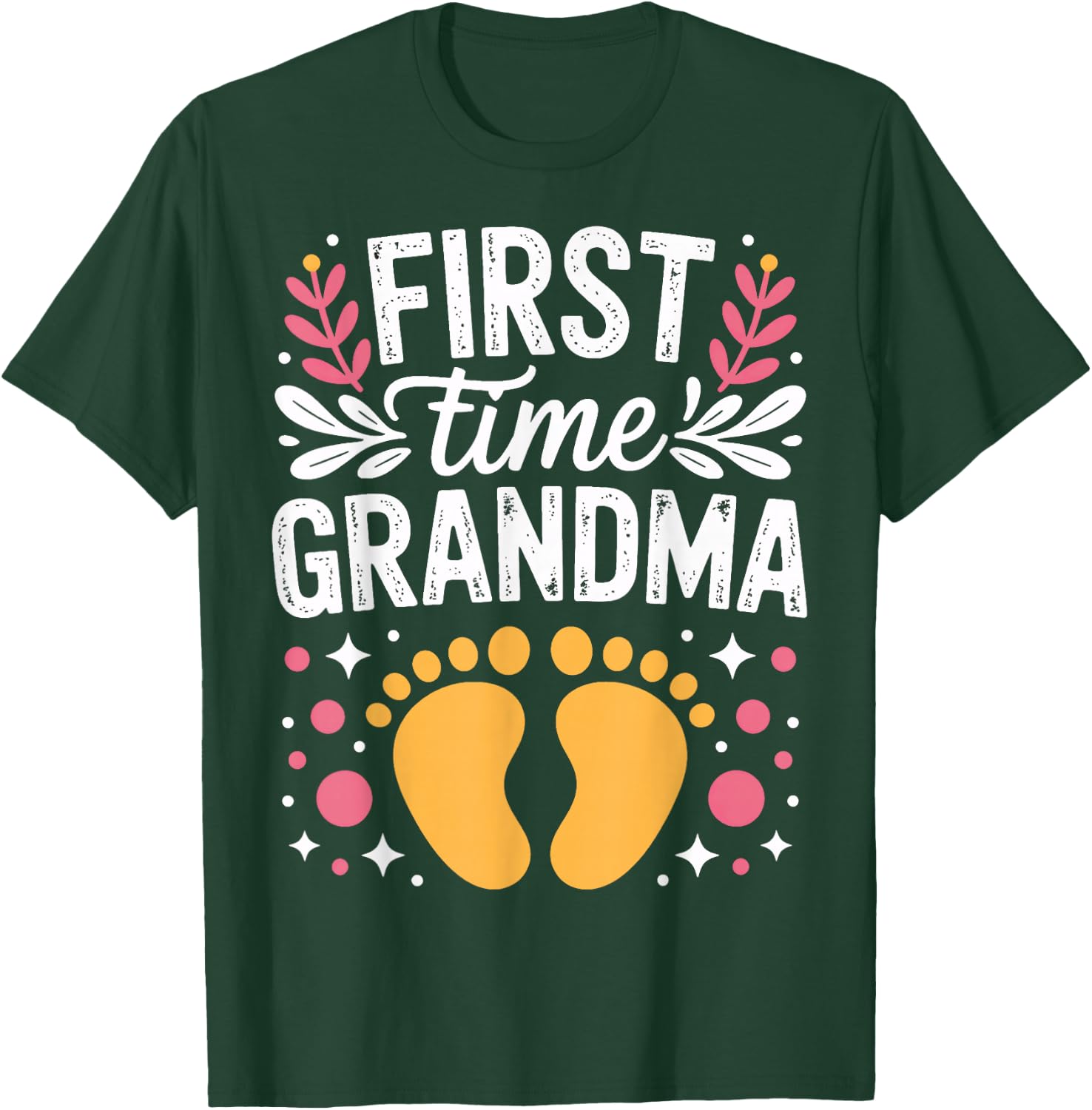 First Time Grandma Becoming Nana Baby Announcement Family T-Shirt - T-Shirt | Forest