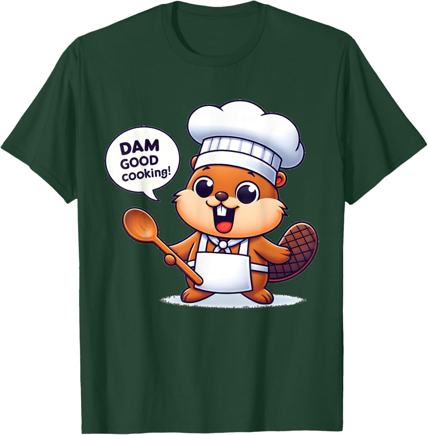 Funny Beaver Chef Humor Animal Lovers Cute Beavers Graphic T-Shirt - T-Shirt | Forest