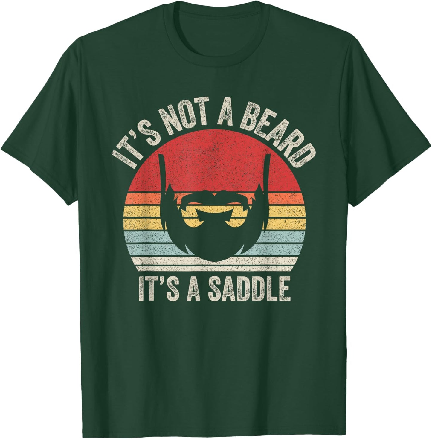 Vintage Retro It's Not A Beard It's A Saddle T-Shirt - T-Shirt | Forest