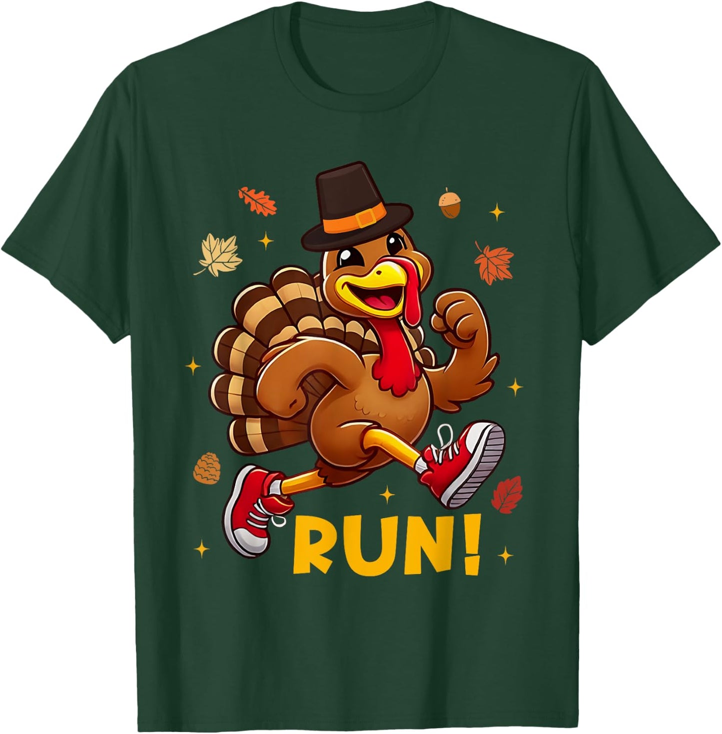 Turkey Run Costume Thanksgiving Funny Running Turkey Trot T-Shirt - T-Shirt | Forest