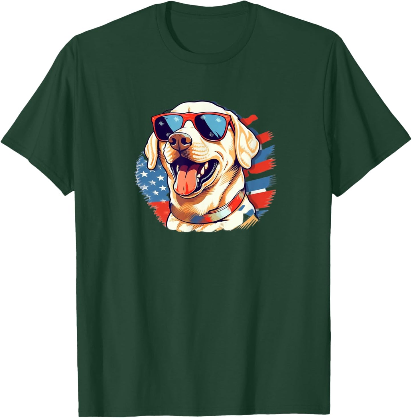 Yellow Lab 4th of July Design: Patriotic Pup Labrador Pride T-Shirt - T-Shirt | Forest