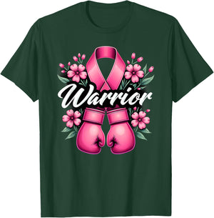 Boxing Gloves Pink Ribbon Breast Cancer Fighter Warrior T-Shirt - T-Shirt | Forest