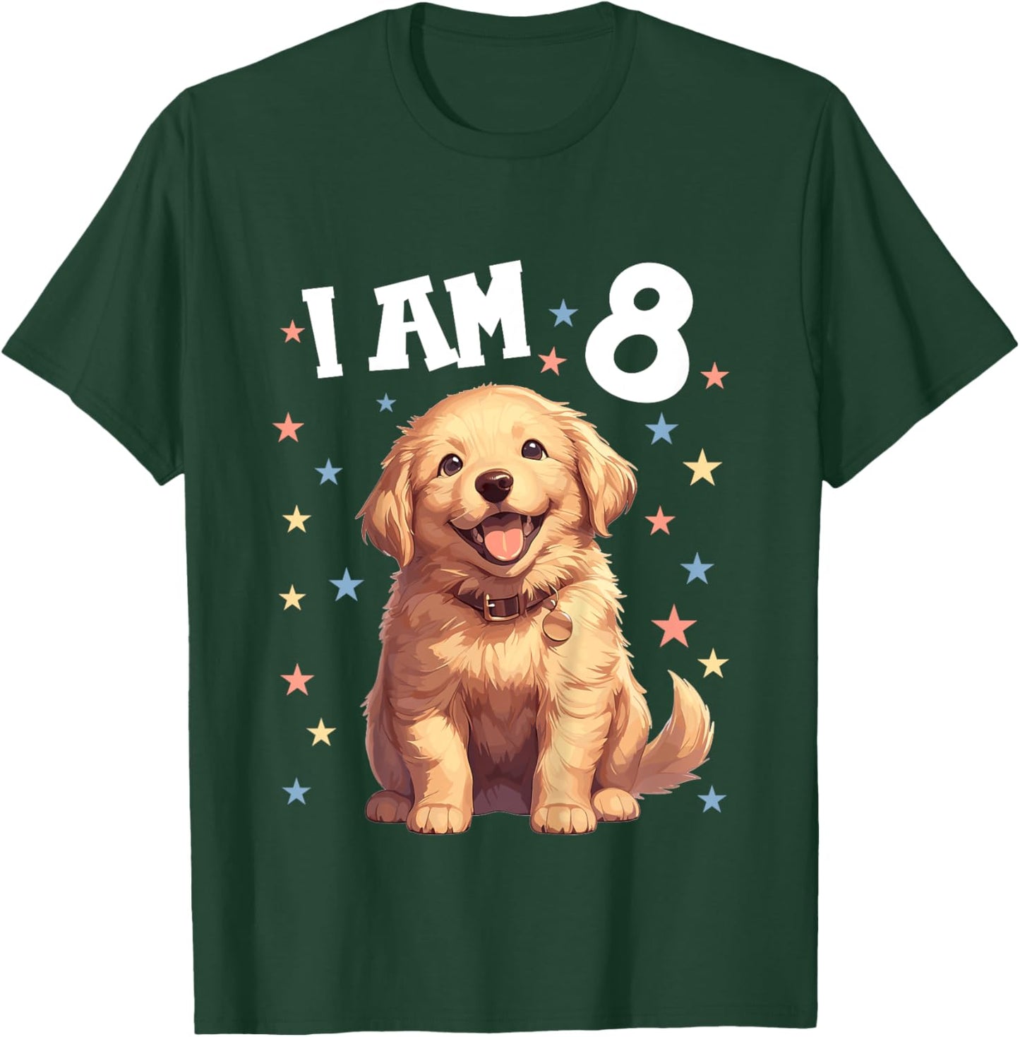 Kids 8 Years old 8th birthday Golden Retrievers Golden Retriever T-Shirt - T-Shirt | Forest