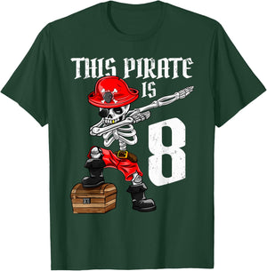 This Pirate is 8 dabbing pirate shirt 8th Birthday boy eight T-Shirt - T-Shirt | Forest