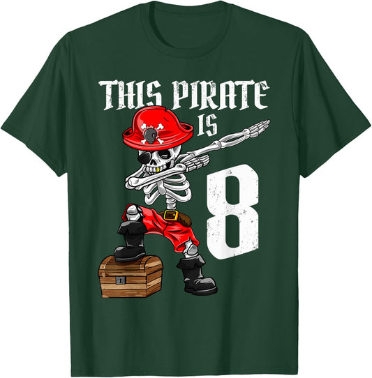 This Pirate is 8 dabbing pirate shirt 8th Birthday boy eight T-Shirt - T-Shirt | Forest