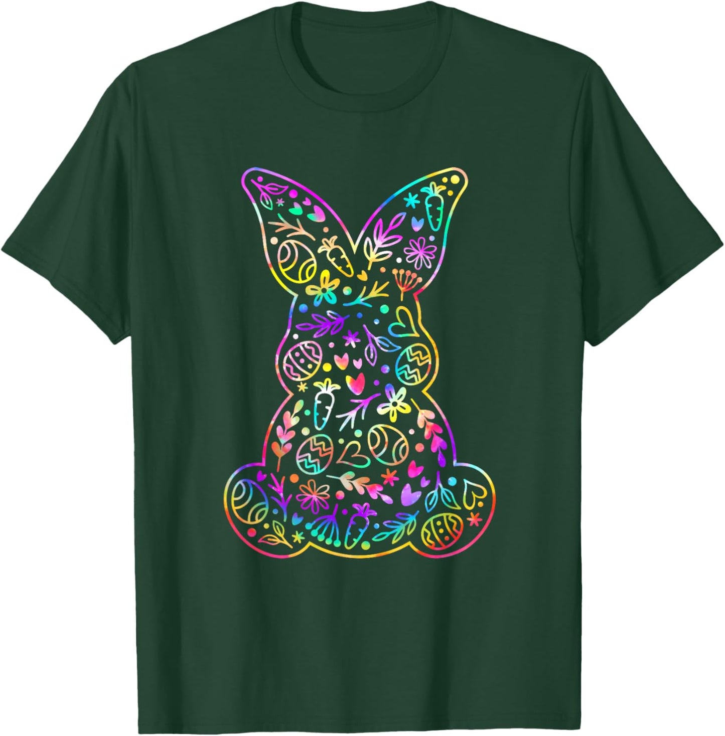 Easter Day Cute Floral Easter Bunny Tie Dye Women Kids Girl T-Shirt - T-Shirt | Forest
