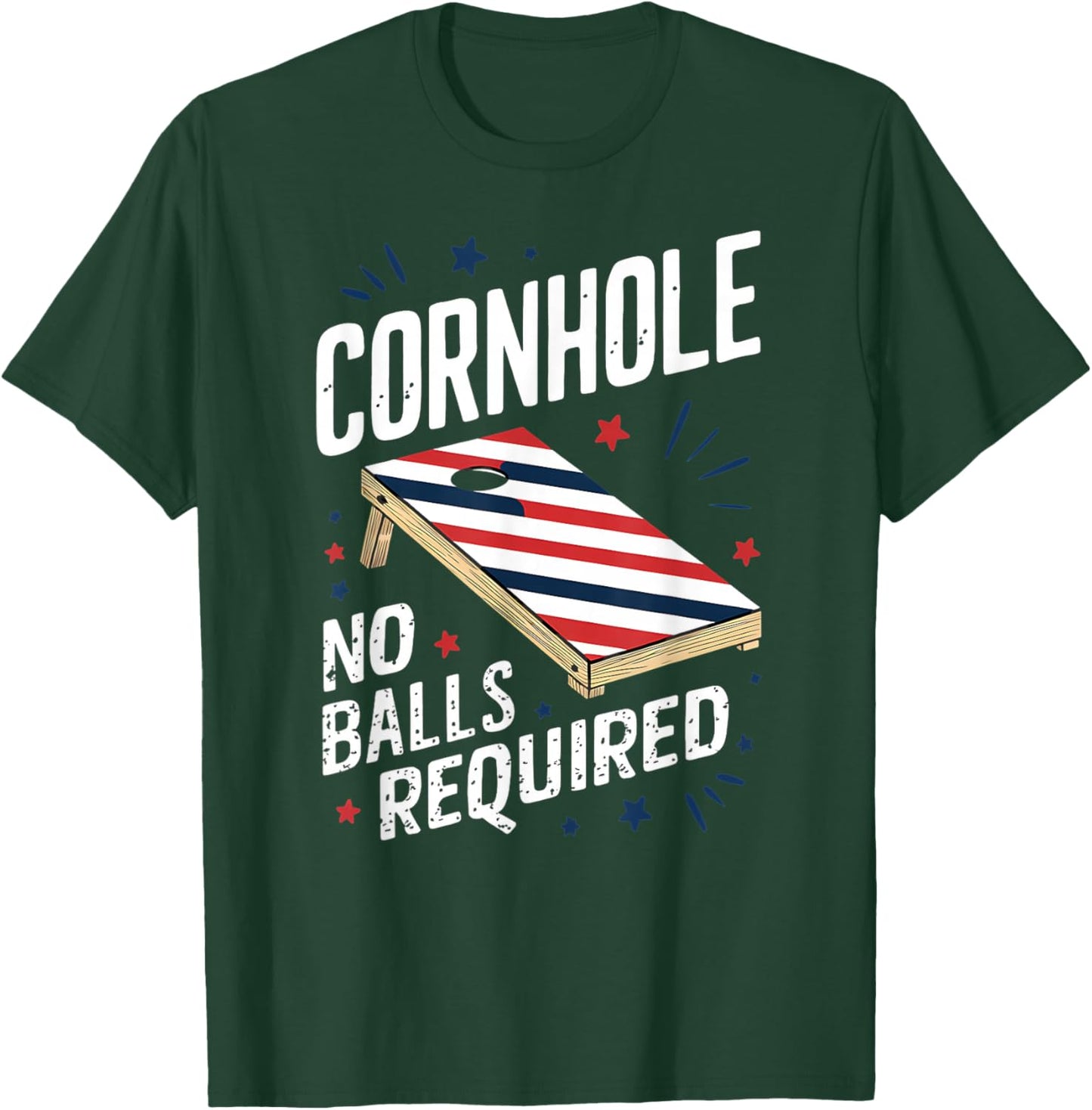 Funny Patriotic July 4th Cornhole No Balls Required T-Shirt - T-Shirt | Forest