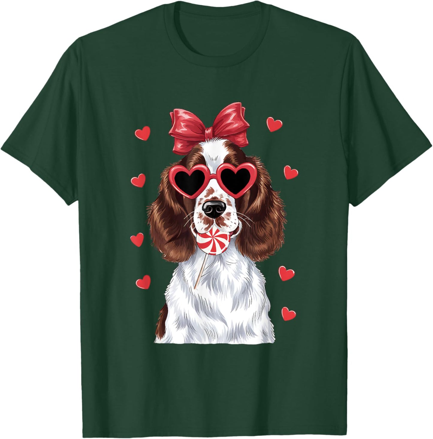 Adorable English Springer Spaniel Sweet Lollipop Valentine T-Shirt - T-Shirt | Forest