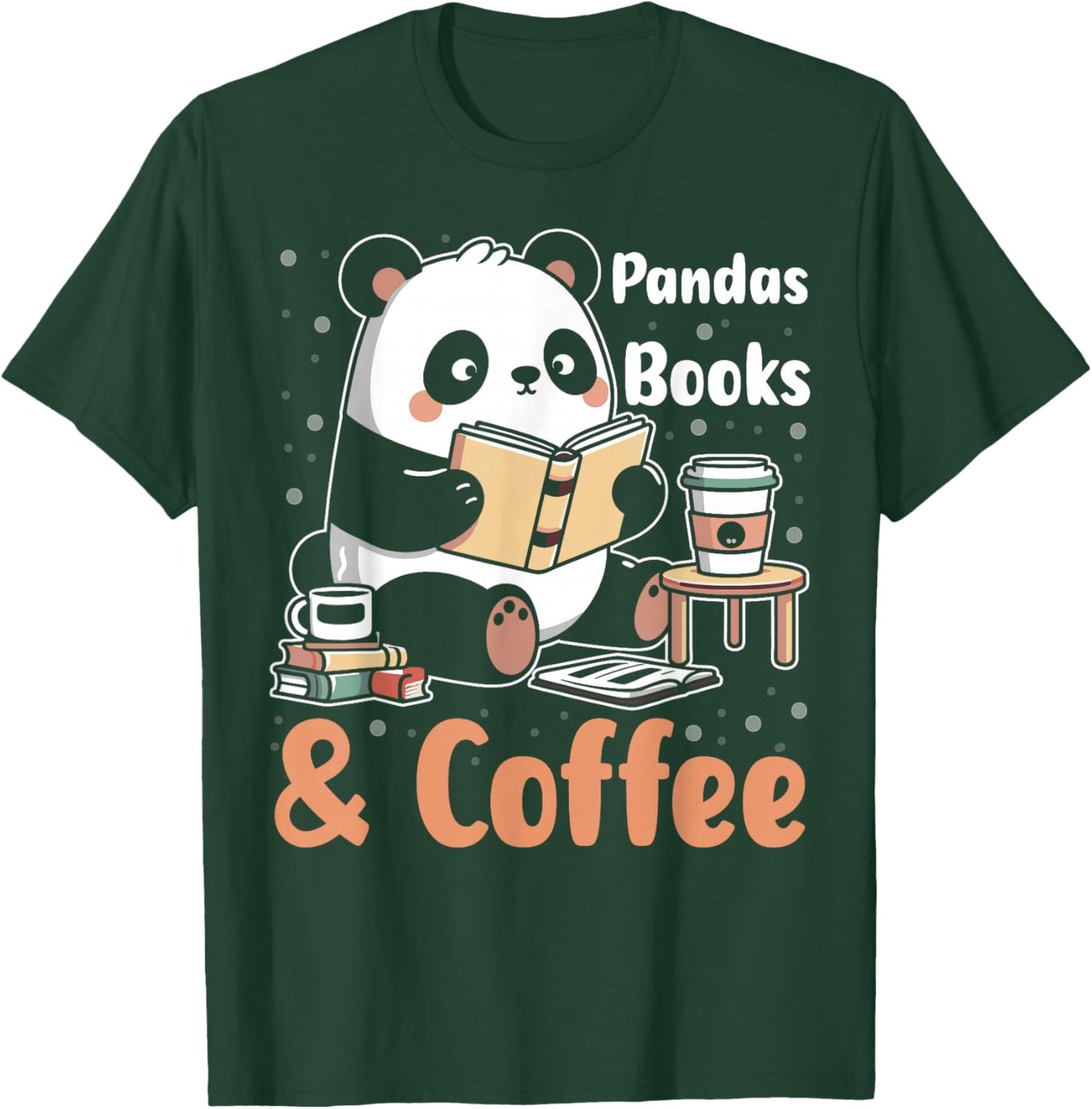 Books Reading Reader Panda - Funny Panda Books and Coffee T-Shirt - T-Shirt | Forest