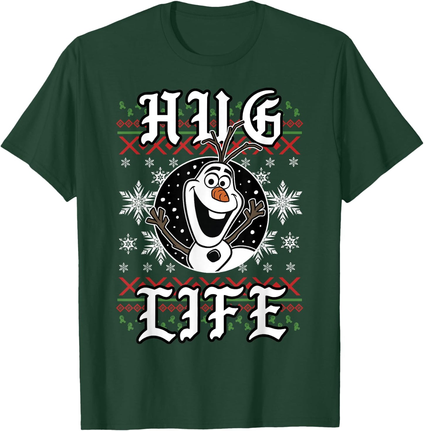 Disney Frozen Olaf Hug Life Ugly Christmas Sweater Style T-Shirt - T-Shirt | Forest