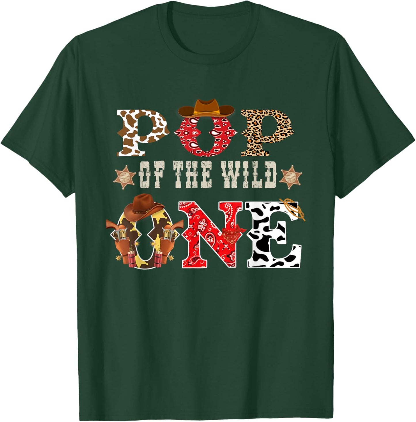 Pop of The Wild One Cowboy Western Rodeo Party Matching T-Shirt - T-Shirt | Forest