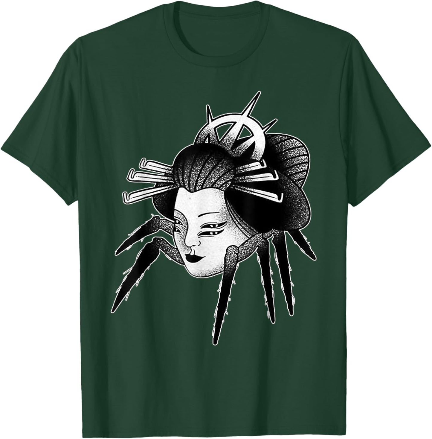Spider Demon Jorogumo Blackwork T-Shirt - T-Shirt | Forest