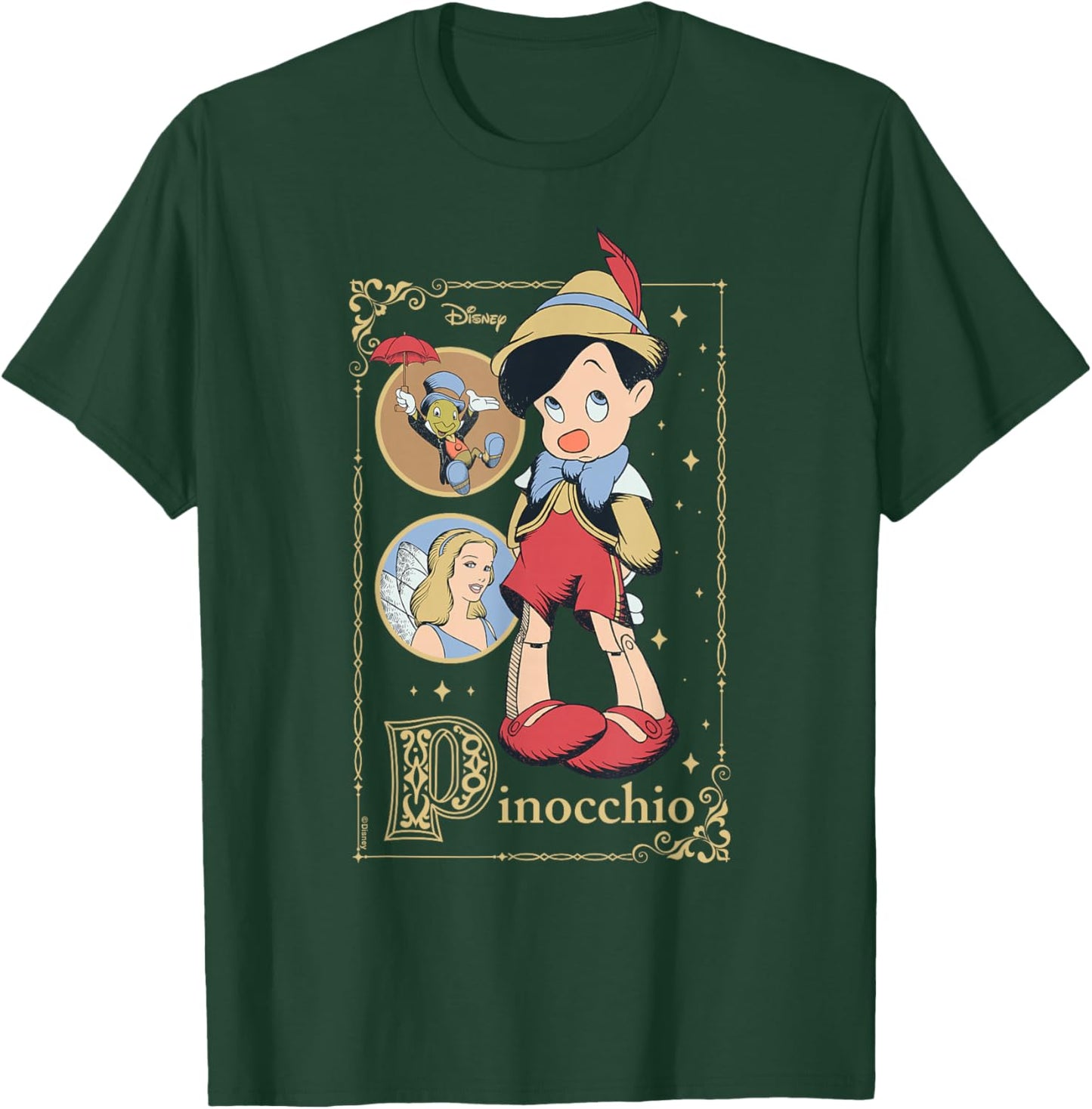 Pinocchio - Jiminy Cricket Blue Fairy Group T-Shirt - T-Shirt | Forest